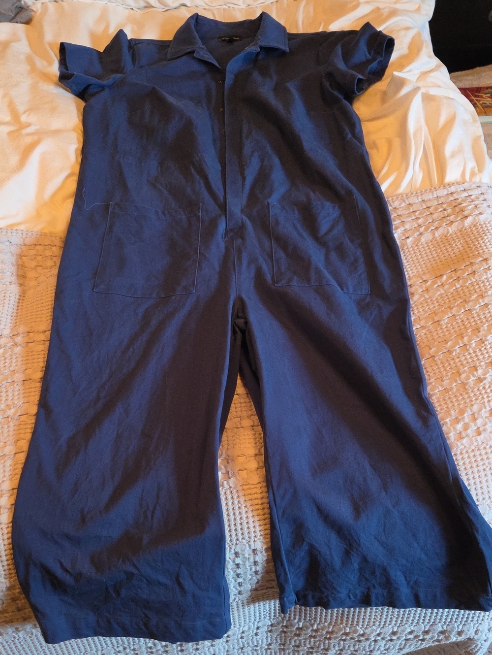 Universal Standard Navy Short-Sleeve Wide-Leg Jumpsuit Size S